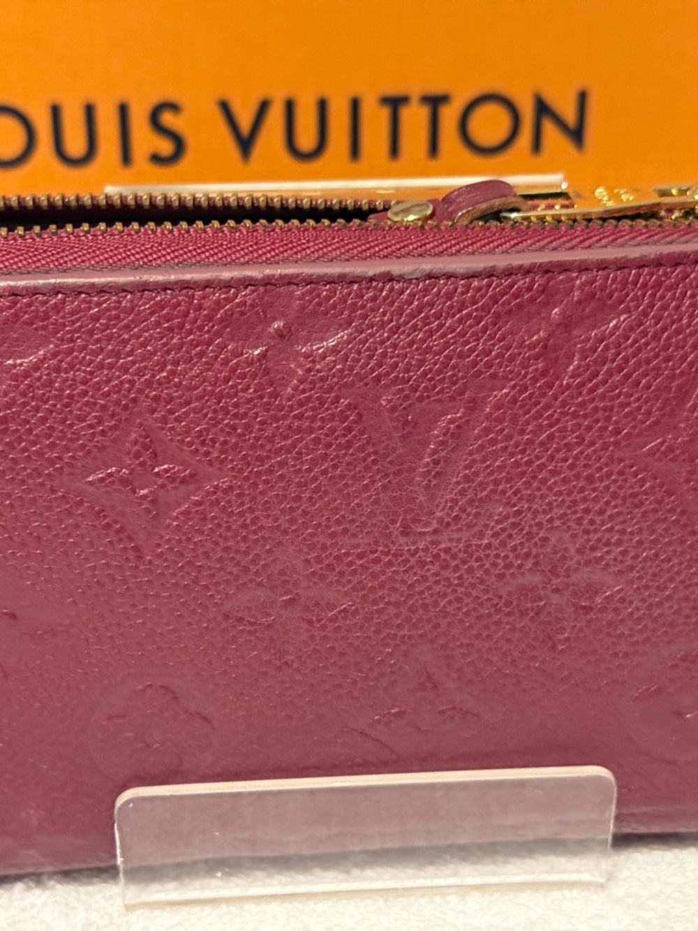 Louis Vuitton Monogram Empreinte Wine Zip Long Wallet Gold Tone Box,Dustbag - Picture 2 of 9